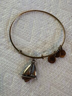 Gold-Tone Charm Bangle Bracelet with sailboat charm
